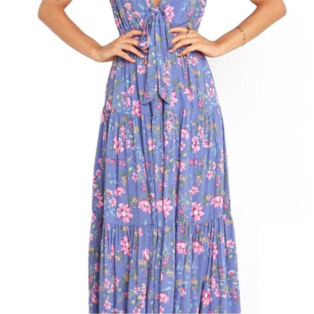 Petal & Pup Floral Long Sleeve Dress in Blue and Pink